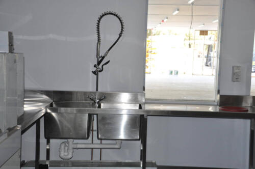 Happy Tappy Commercial Kitchens Gallery - 039 Duble Sink Stainless with Pressure Washer